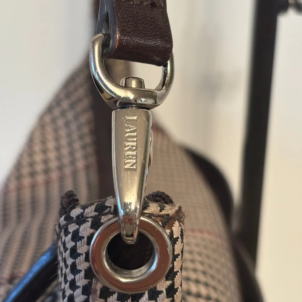 Lauren by Ralph Lauren Brown Cream Tweed / Herringbone Shoulder Bag